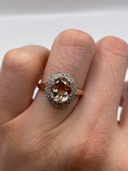 9ct rose gold morganite and diamond ring