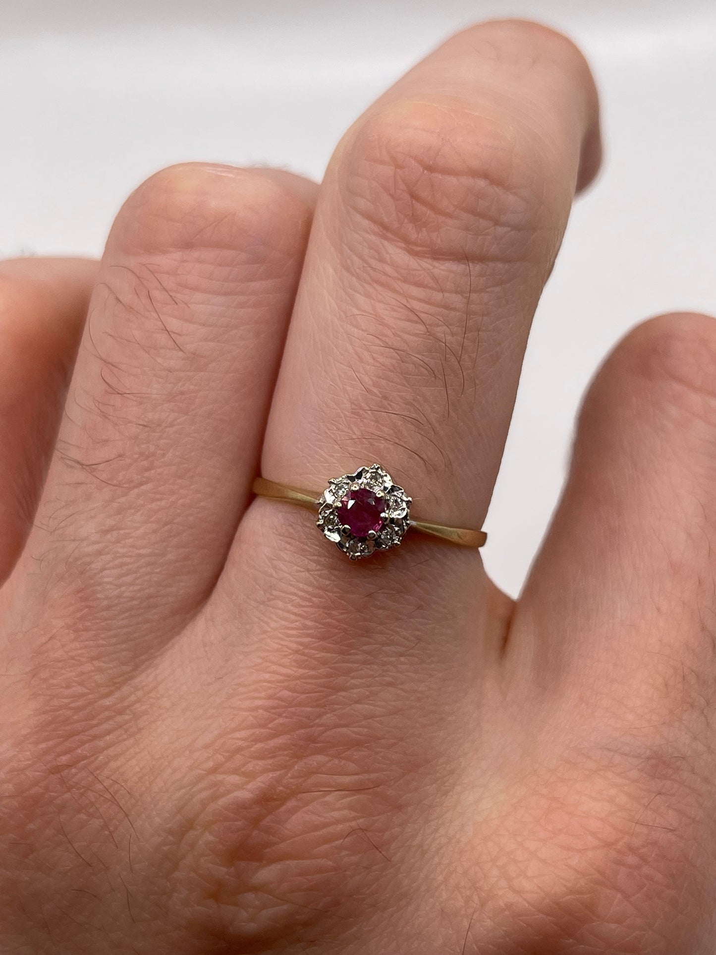 9ct gold ruby and diamond ring