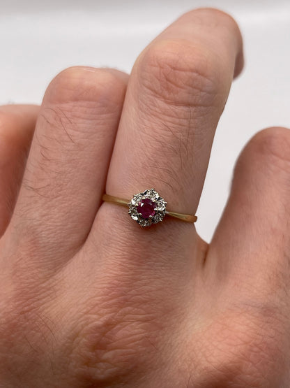 9ct gold ruby and diamond ring