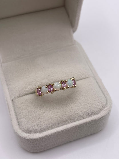 9ct gold opal and pink sapphire ring