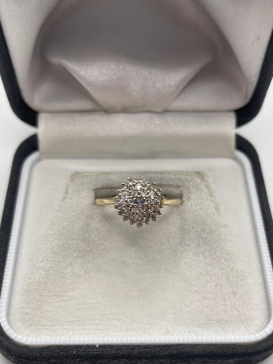 9ct gold tanzanite cluster ring