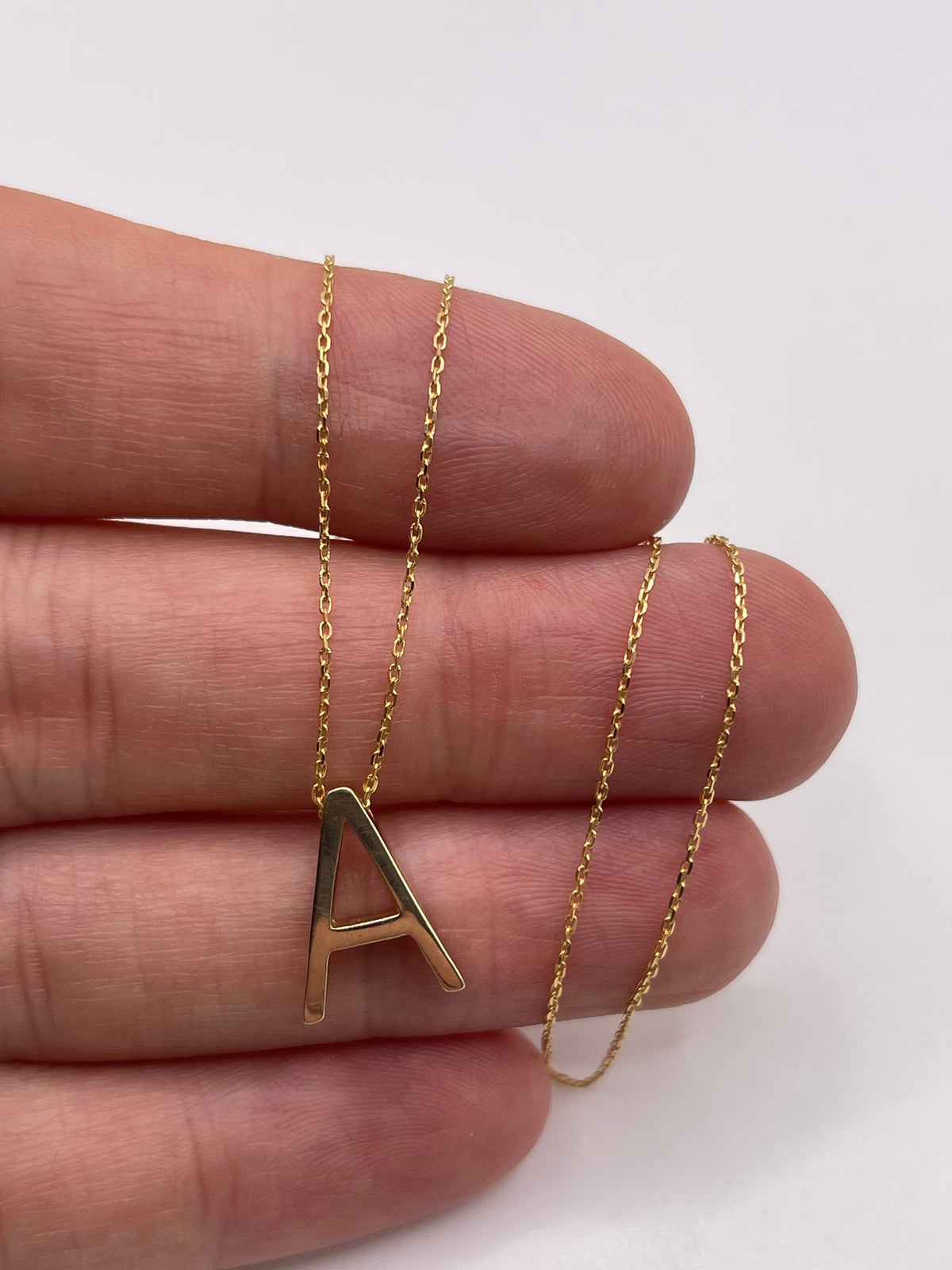 9ct gold initial A necklace