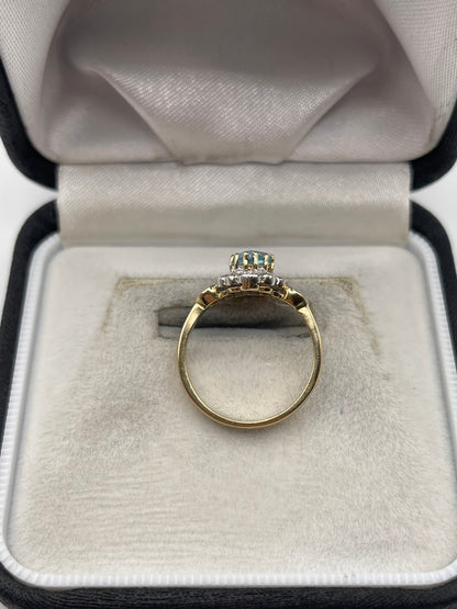 9ct gold topaz and diamond ring