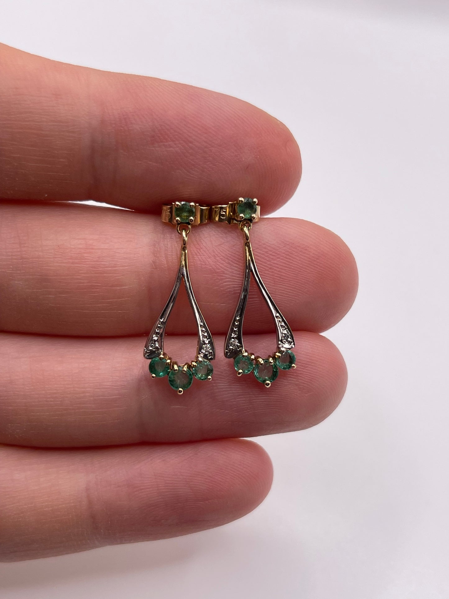 9ct gold emerald and diamond earrings