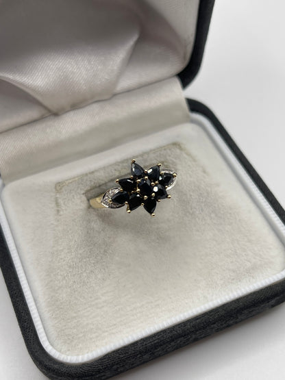 9ct gold sapphire and diamond ring