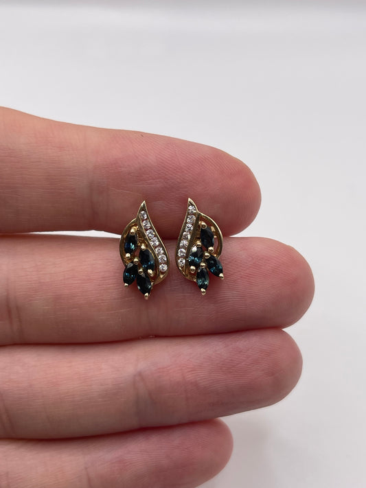 9ct gold sapphire and diamond earrings