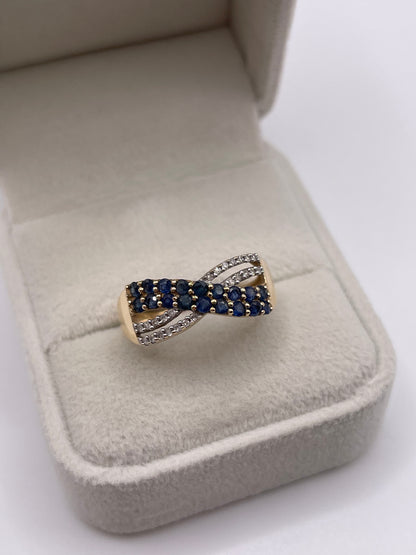 9ct gold sapphire and diamond ring