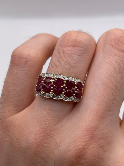 9ct gold ruby and diamond ring
