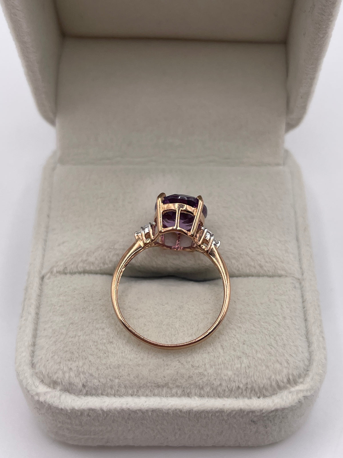 9ct rose gold amethyst and zircon ring