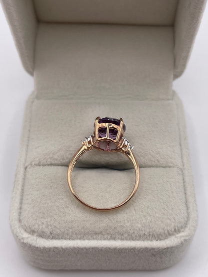 9ct rose gold amethyst and zircon ring