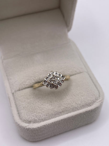 9ct gold diamond cluster ring