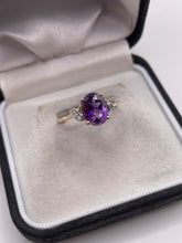 Load image into Gallery viewer, 9ct gold amethyst and diamond ring
