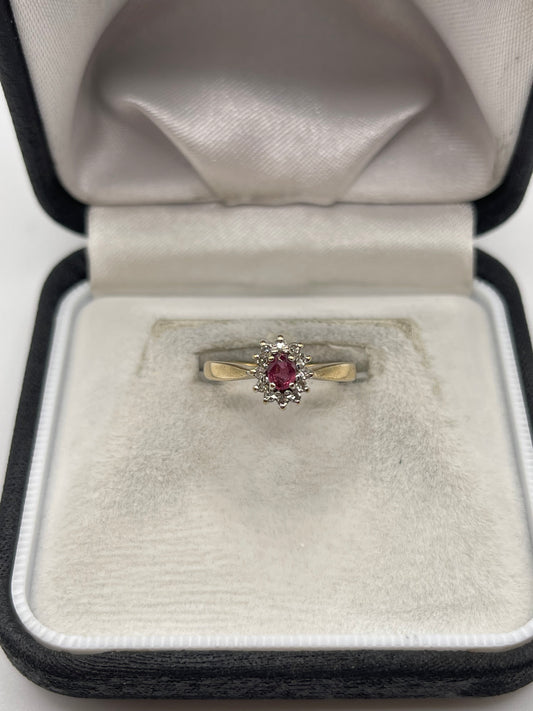 9ct gold ruby and diamond ring