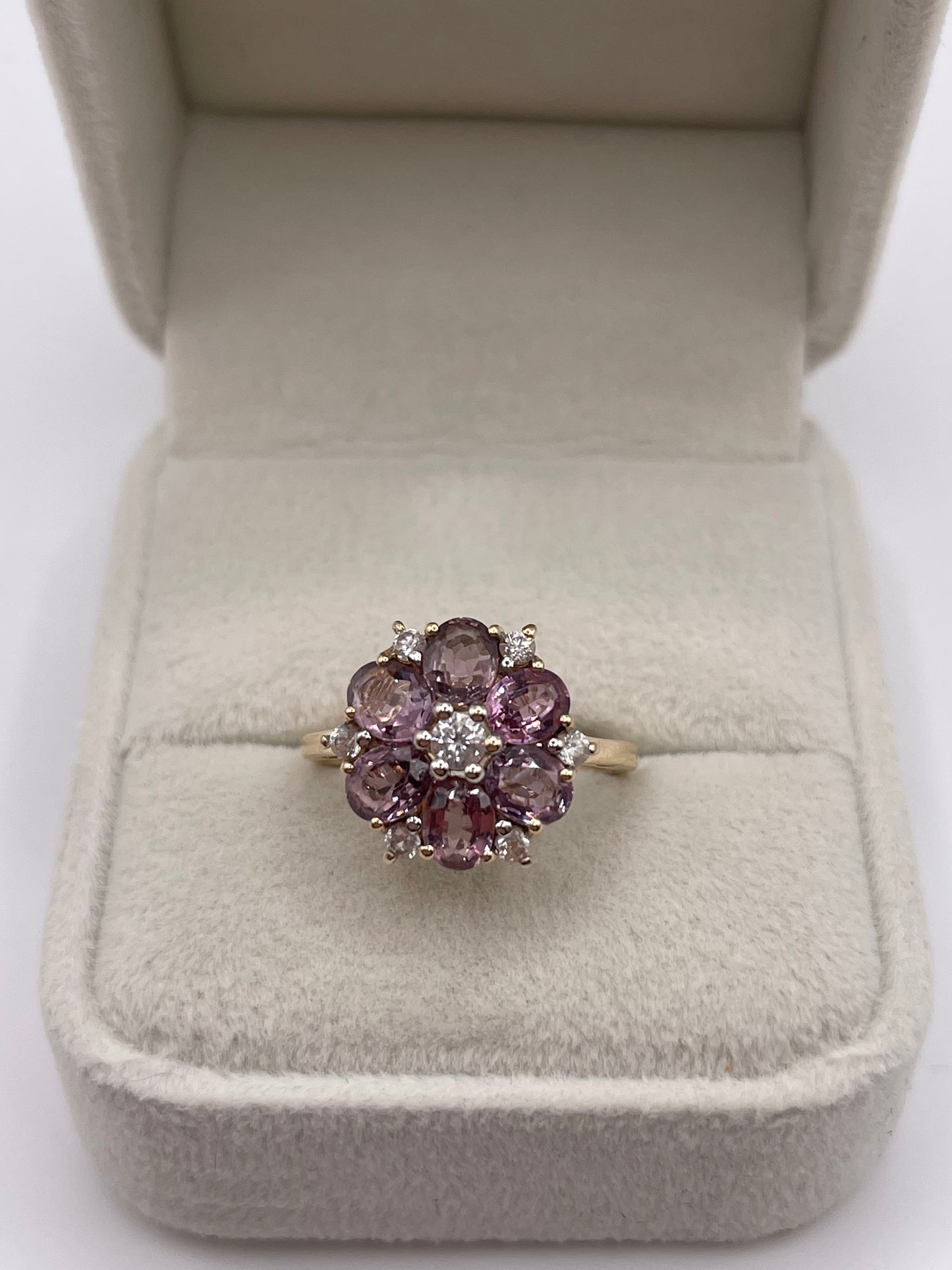 9ct gold tourmaline and zircon ring