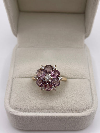 9ct gold tourmaline and zircon ring