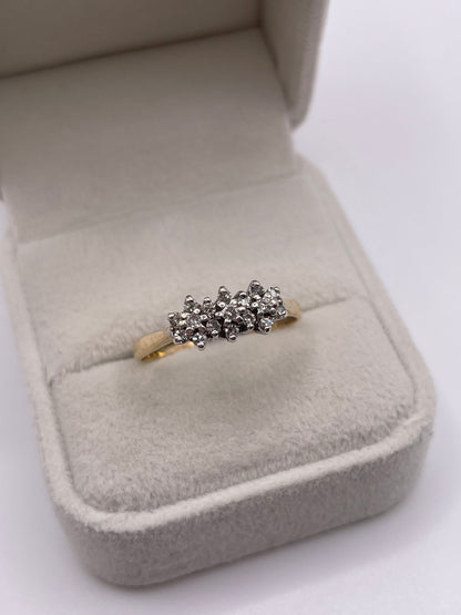 9ct gold diamond cluster ring