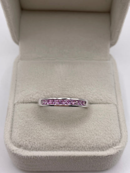 9ct white gold pink sapphire ring