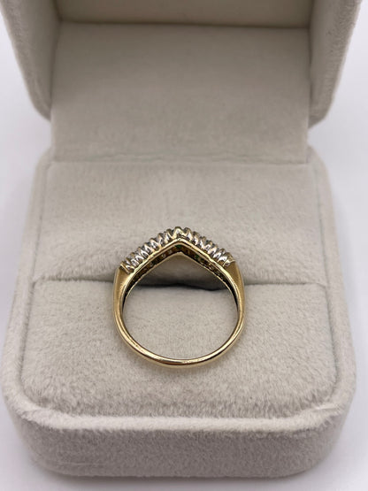9ct gold emerald and diamond wishbone ring