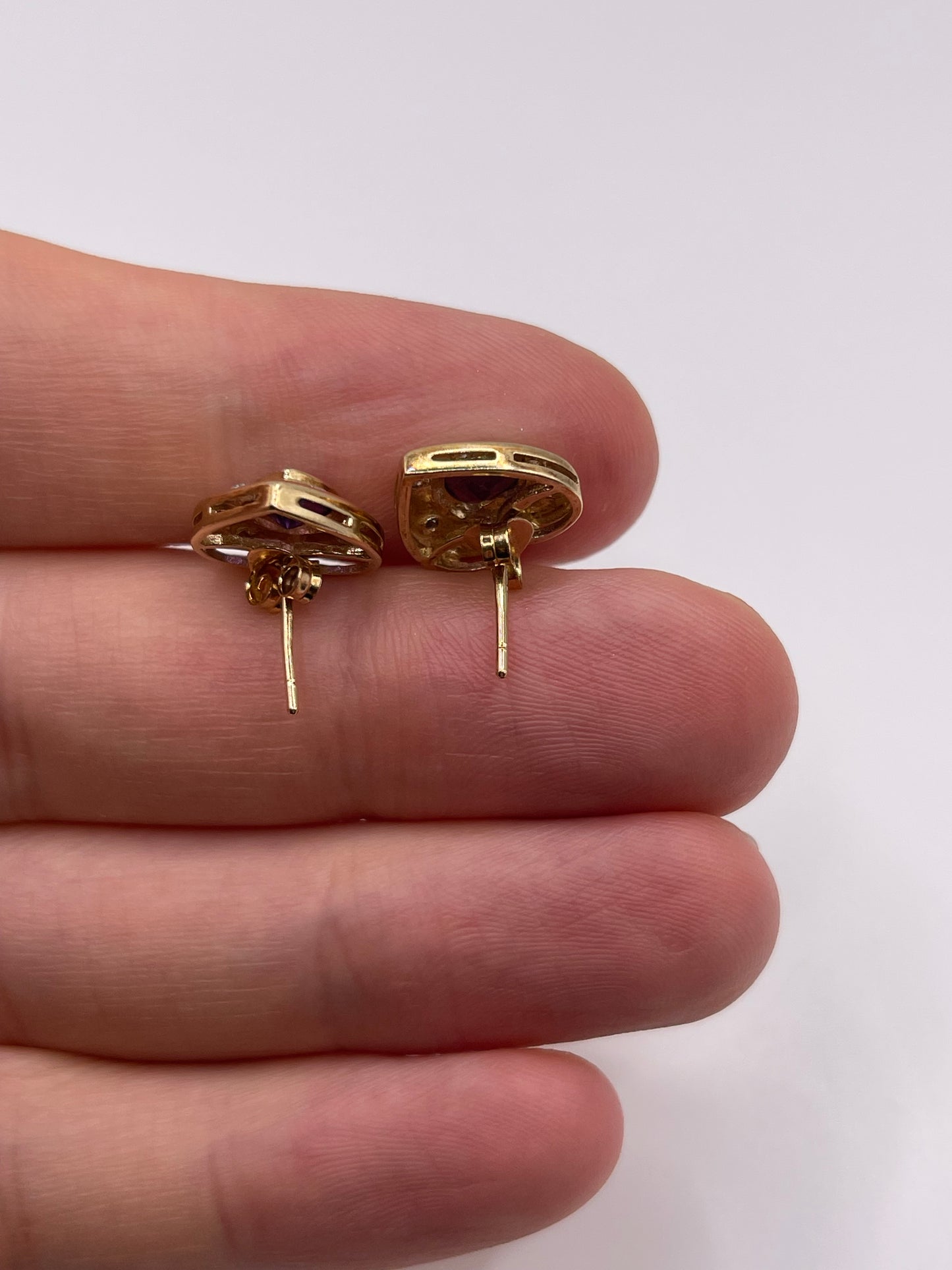 9ct gold amethyst and diamond earrings