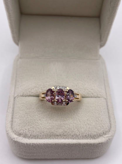 9ct gold spinel and diamond ring