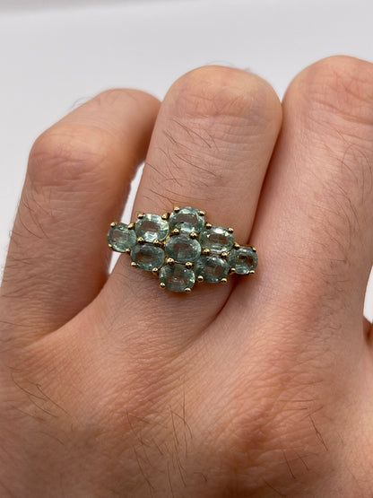 9ct gold green kyanite cluster ring