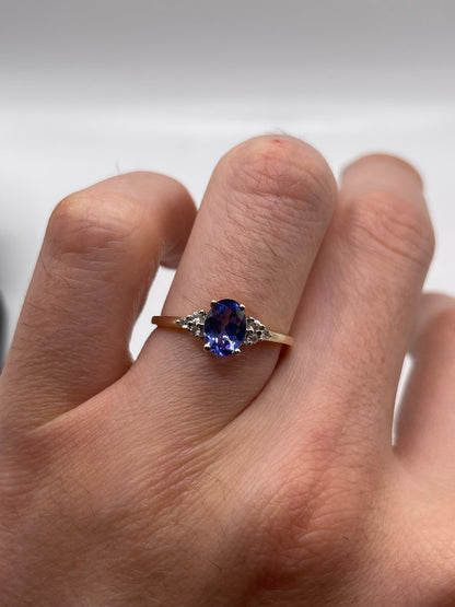 9ct gold tanzanite and zircon ring