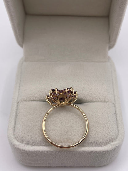 9ct gold quartz and diamond ring