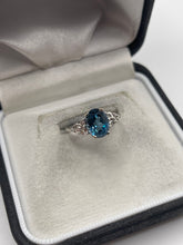 Load image into Gallery viewer, 9ct white gold blue topaz and diamond ring
