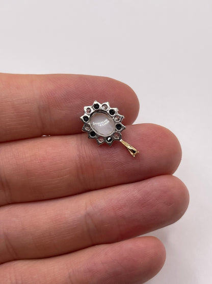 9ct gold opal, sapphire and cz pendant