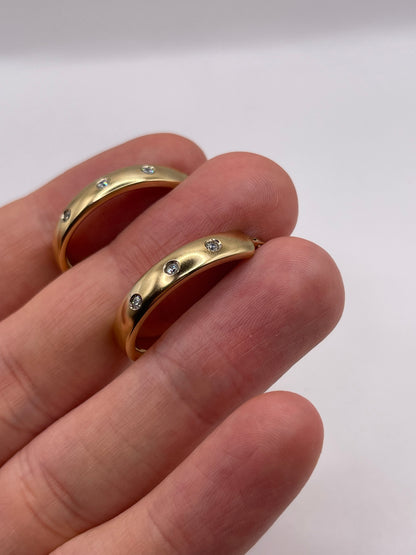 9ct gold cz Creole earrings