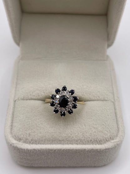 9ct gold sapphire and diamond ring