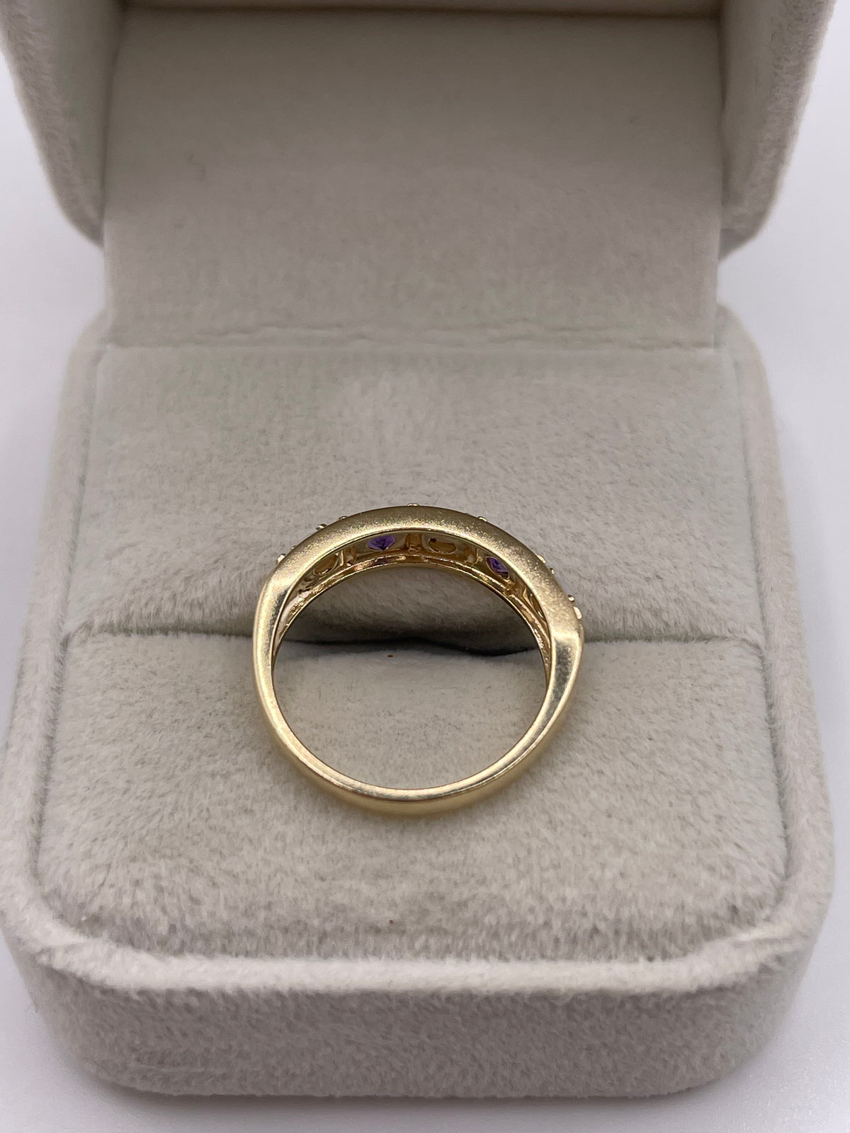 9ct gold amethyst and pearl ring