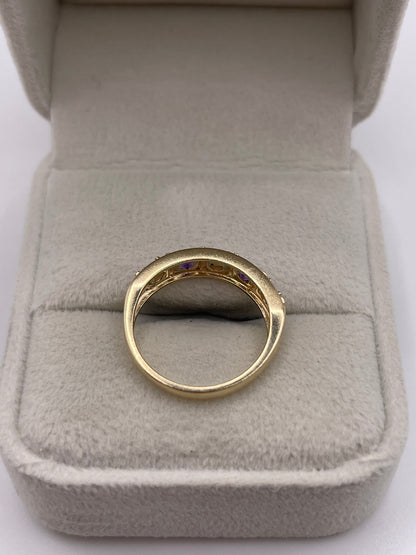 9ct gold amethyst and pearl ring