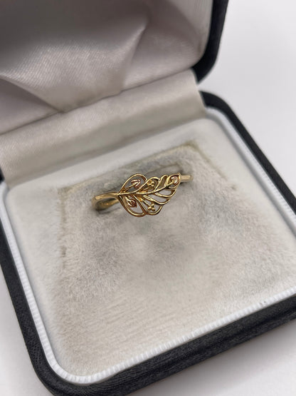 Clogau 9ct gold leaf ring