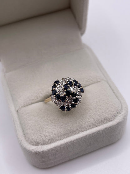 9ct gold sapphire and diamond clusyer ring