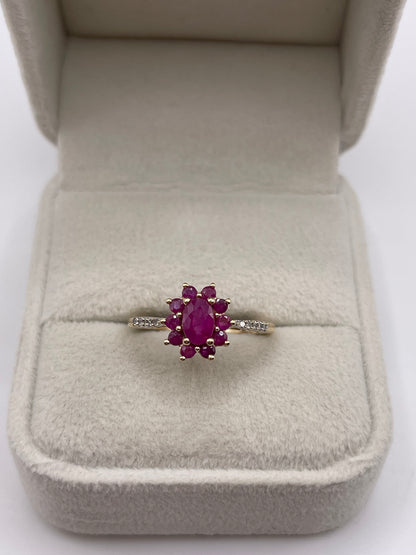 9ct gold ruby and diamond ring