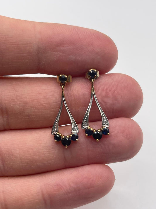 9ct gold sapphire and diamond earrings