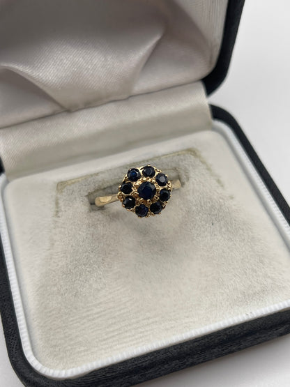 9ct gold sapphire cluster ring