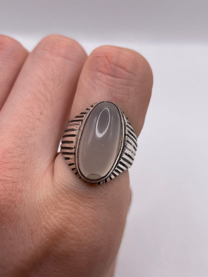 Silver agate ring