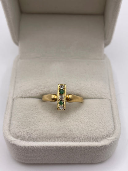 18ct gold emerald and diamond ring