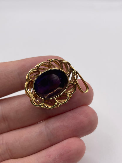 14ct gold cabochon amethyst pendant