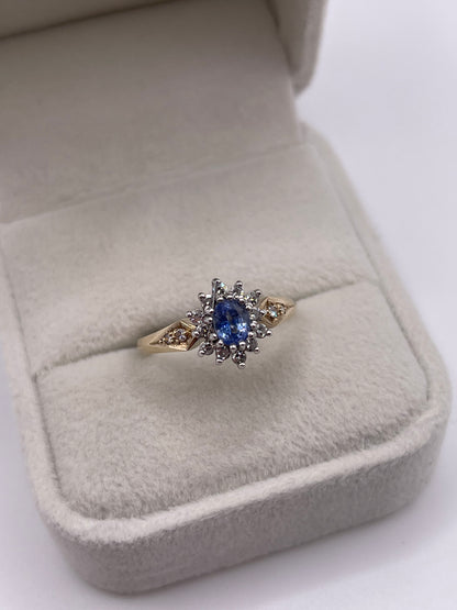 9ct gold sapphire and diamond ring