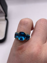 Load image into Gallery viewer, 9ct gold blue topaz and diamond ring
