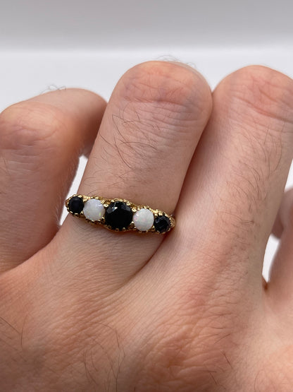 9ct gold sapphire and opal ring