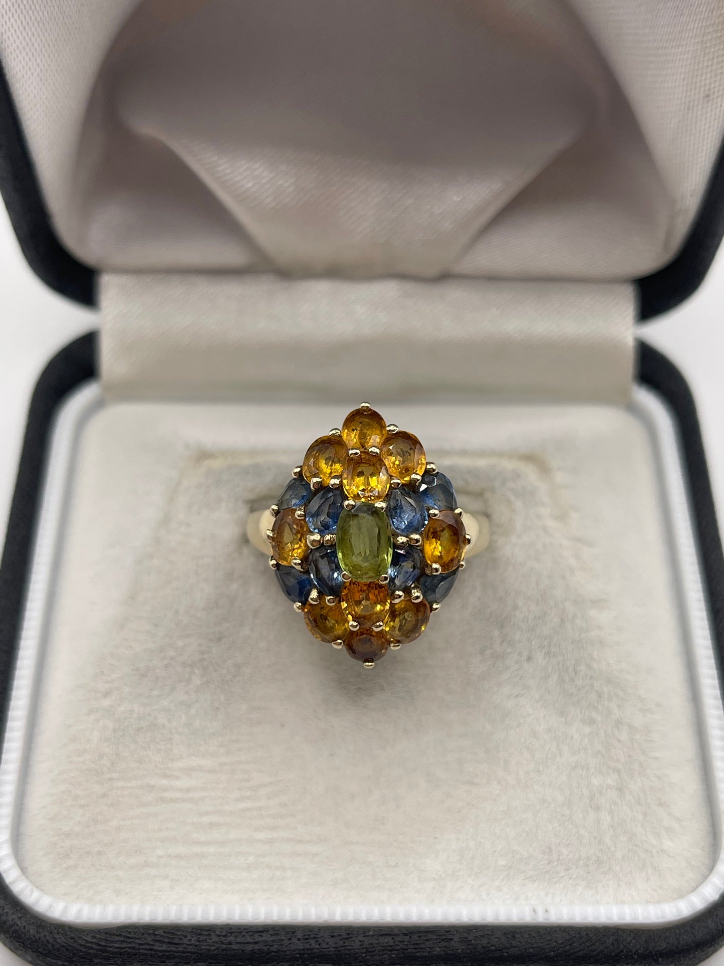 9ct gold multi coloured sapphire ring
