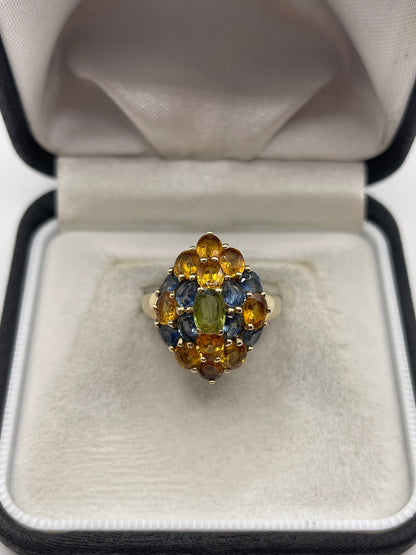 9ct gold multi coloured sapphire ring