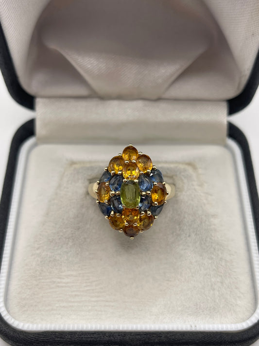9ct gold multi coloured sapphire ring