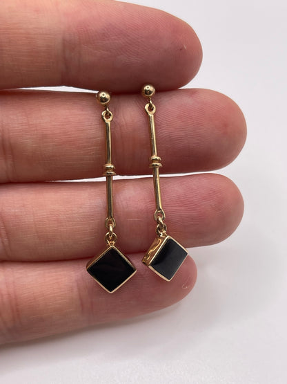 9ct gold onyx earrings