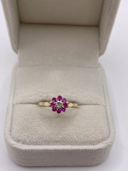 9ct gold ruby and diamond ring