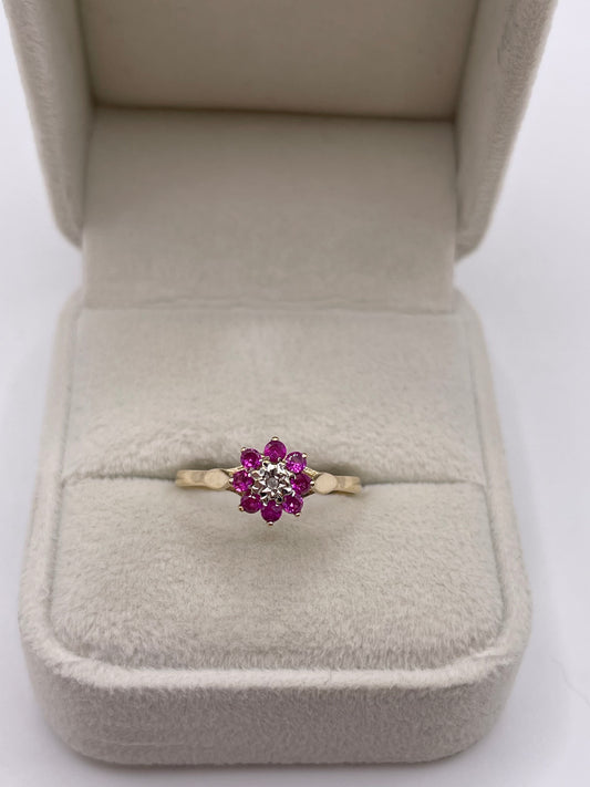 9ct gold ruby and diamond ring